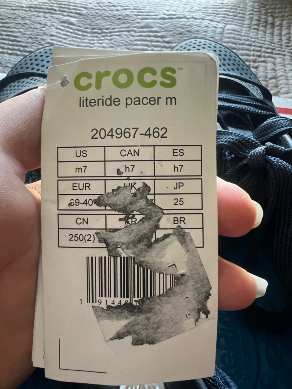 Crocs LiteRide Pacer Sneakers Men Size 7 Navy/ White Relaxed Fit NWT